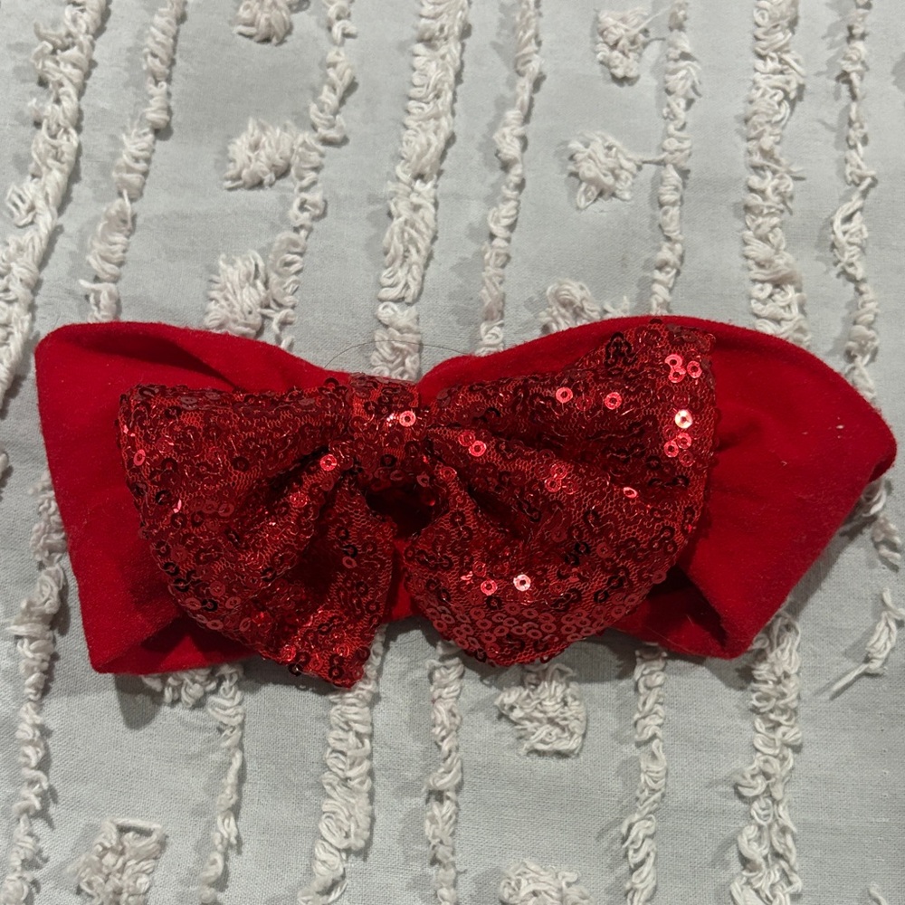 Baby Red Sequin Bow Headband